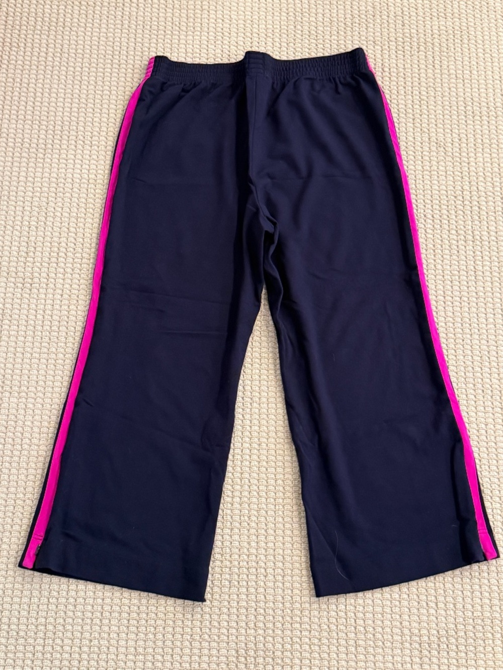 DESIGNER St. John Navy blue hot pink fuschia knit track athletic pants size L